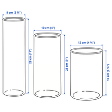 Last inn bildet i Galleri-visningsprogrammet, Cylindervaser - sett a 3, kr 100 pr sett